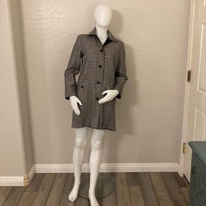 Ralph Lauren Black/White Reversible Button Down Wool Blend Pea Coat Petite Small
